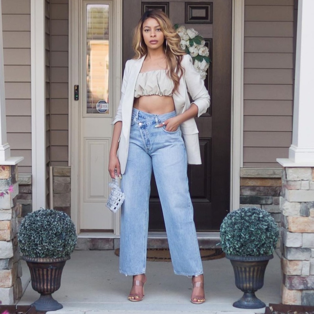 Zara tan cropped top